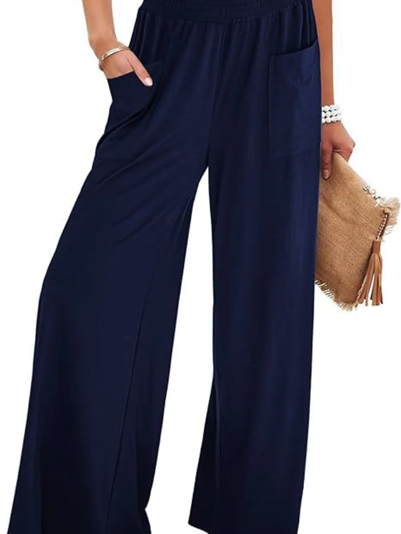 High-Waisted Wide Leg Pants with Pockets OutfitFlow