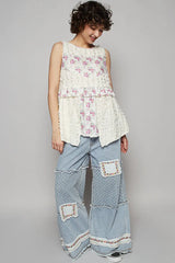 POL Floral Textured Round Neck Sleeveless Top OutfitFlow