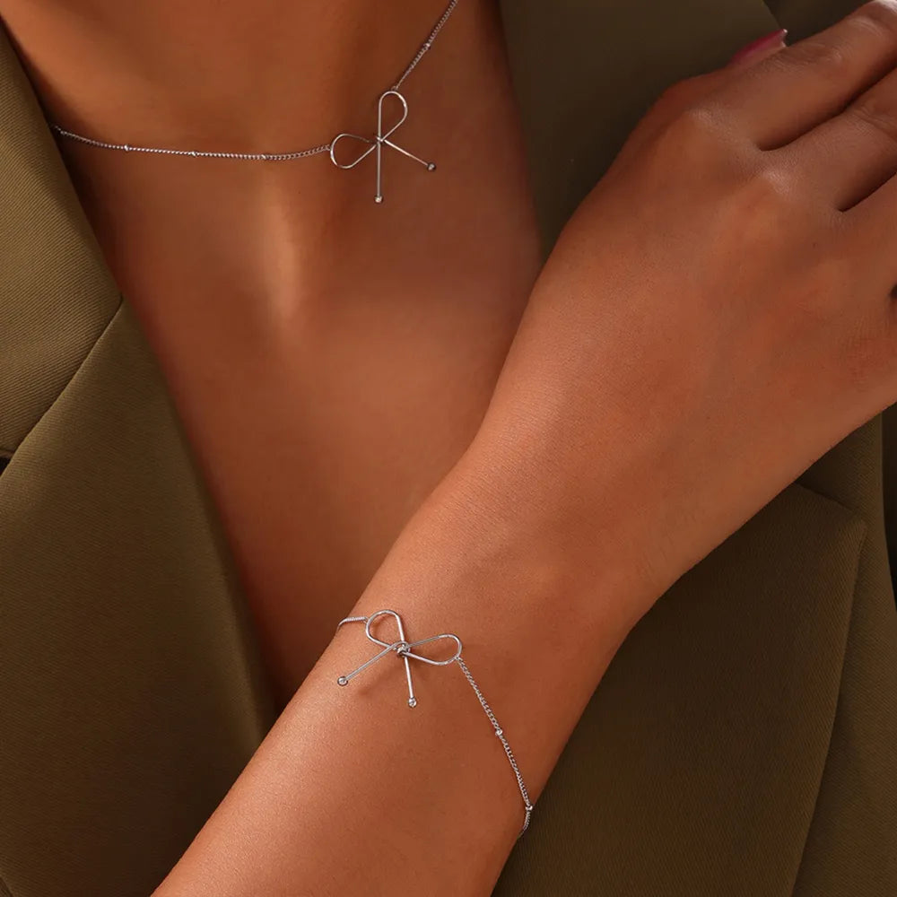 Titanium Steel Bow Bracelet OutfitFlow