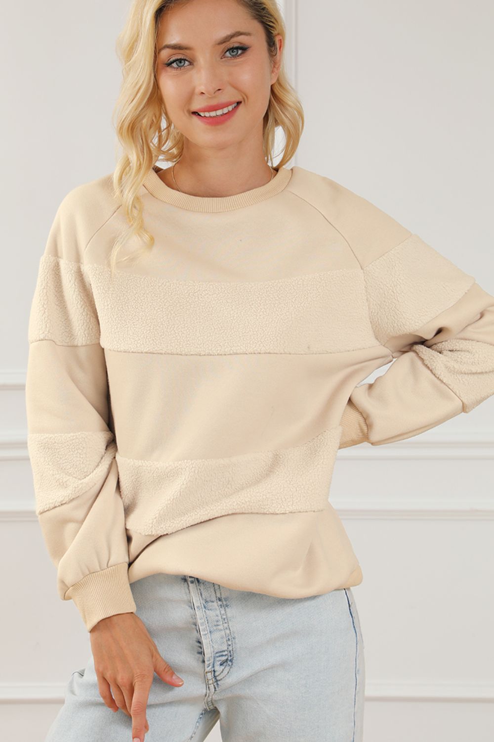 Outfit Flow - Round Neck Raglan Sleeve Sweatshirt