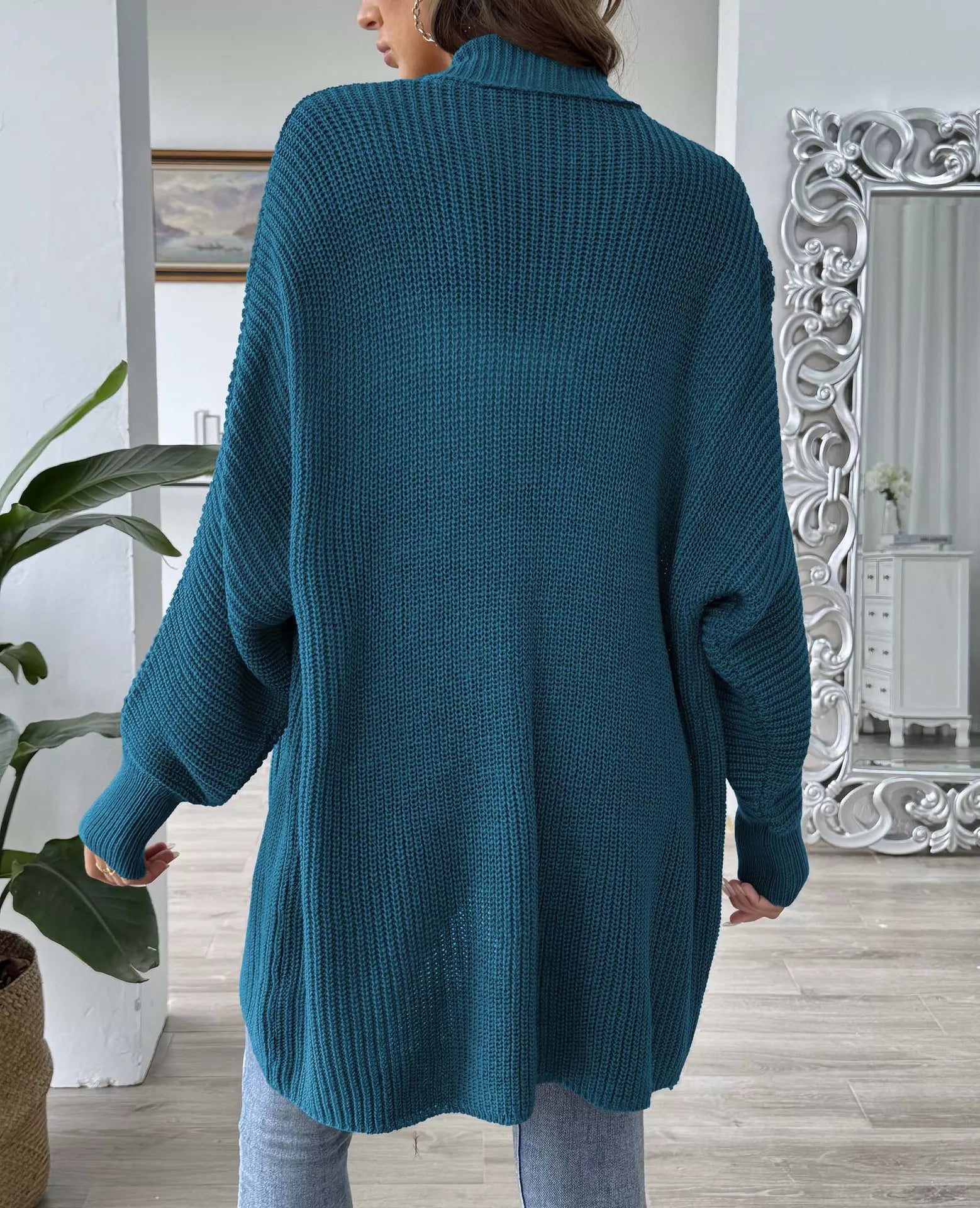 Open Front Ribbed Knit Cardigan OutfitFlow