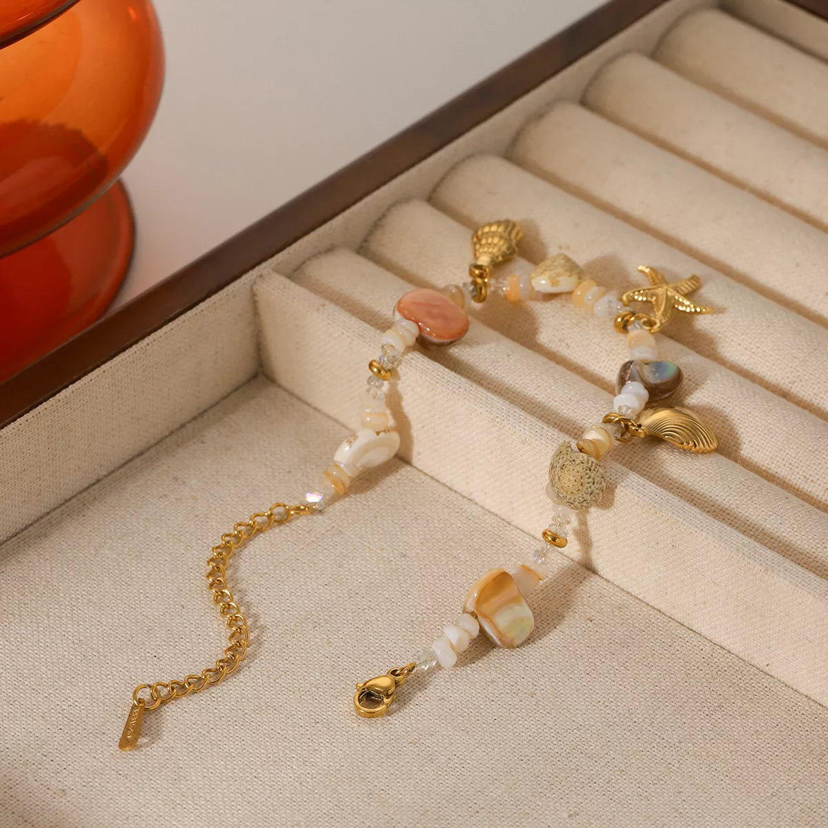 18K Gold-Plated Shell Charm Bracelet OutfitFlow