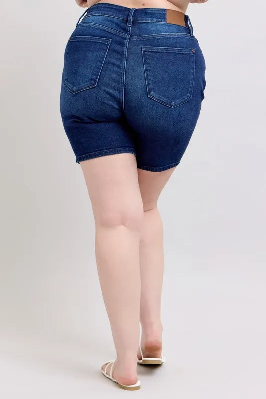 Judy Blue Full Size High Waist V-Front Bermuda Plus Size OutfitFlow