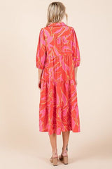 Mittoshop Tiered Printed Collared Neck Midi Dress OutfitFlow