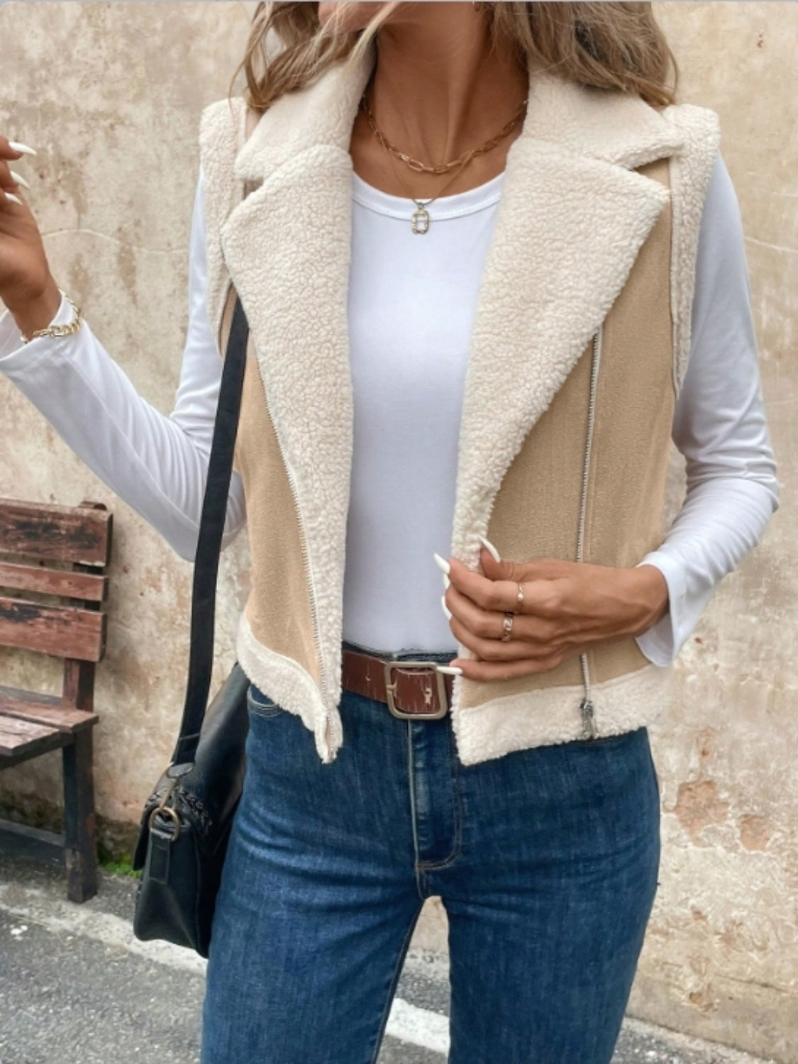 Outfit Flow - Zip Up Sherpa Vest Coat