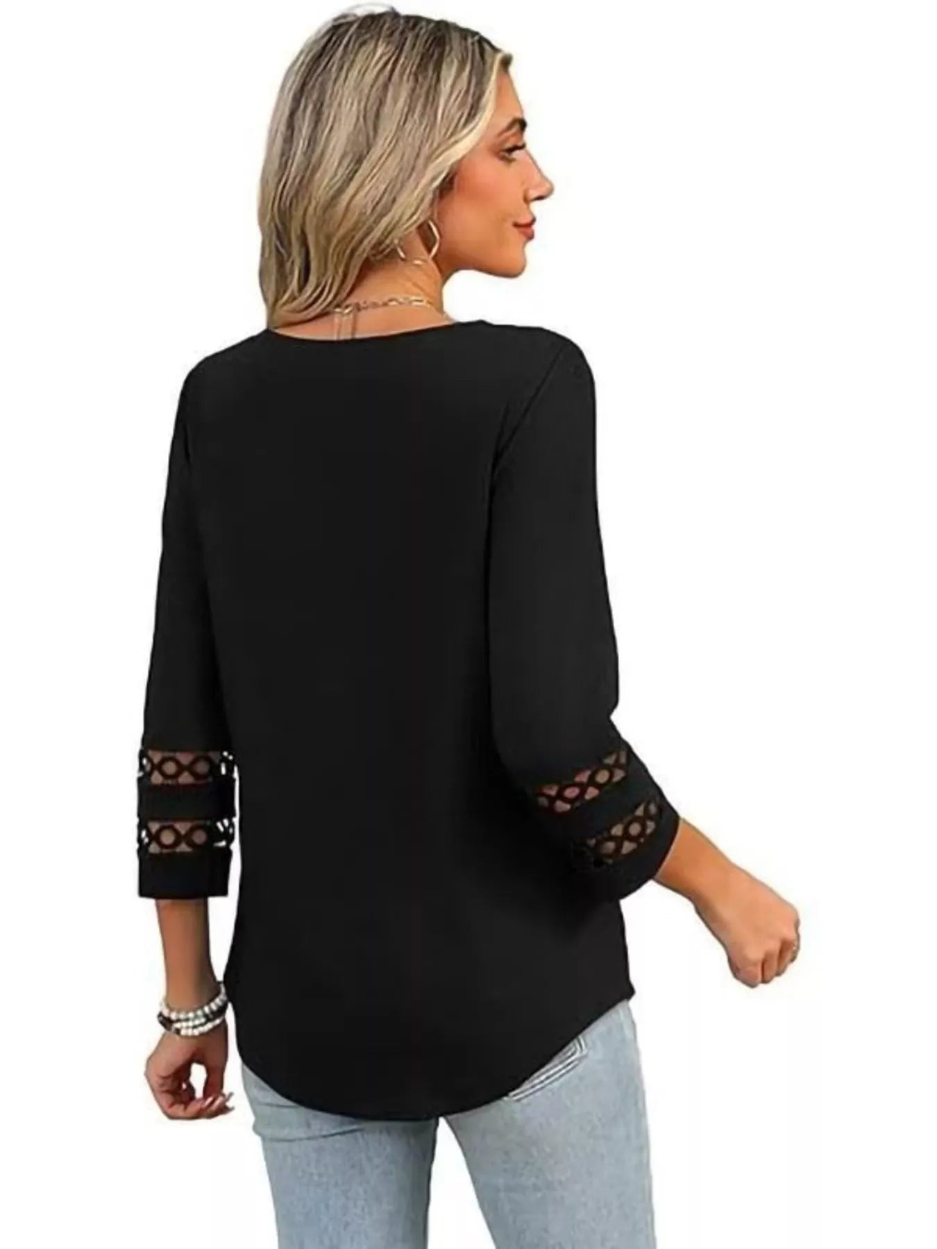 Full Size V-Neck 3/4 Sleeve T-Shirt Plus Size OutfitFlow