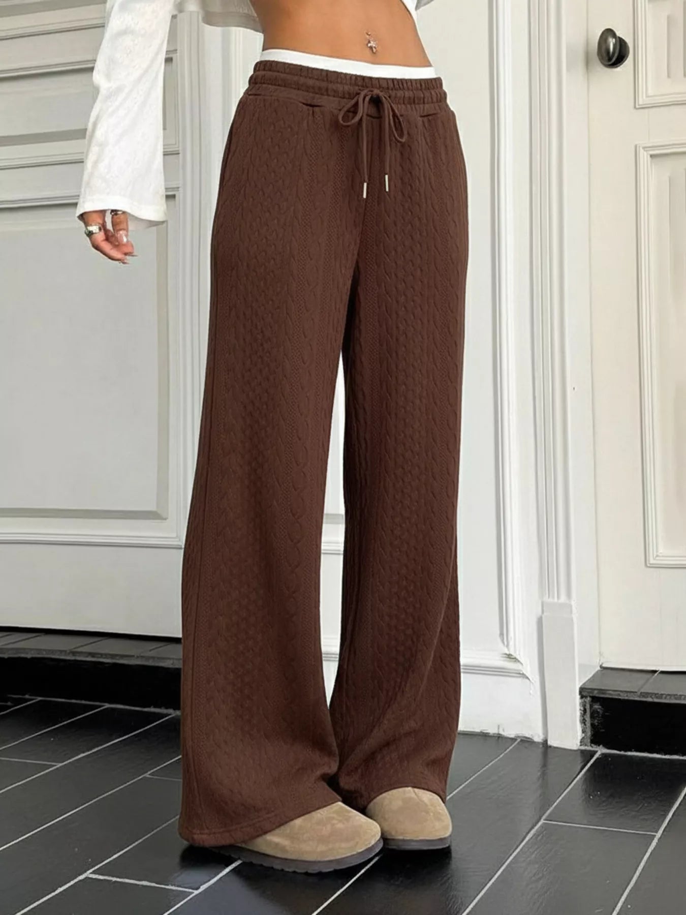 Drawstring Wide Leg Pants OutfitFlow