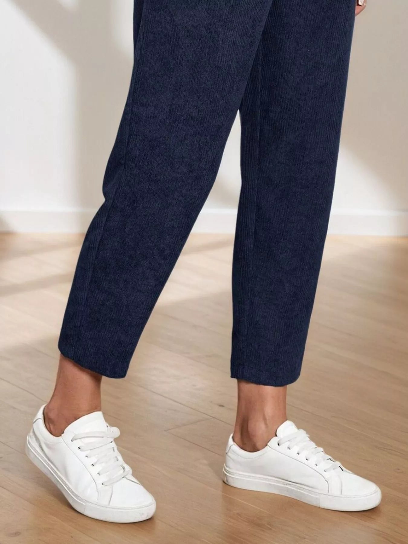 Corduroy Elastic Waist Cropped Pants Trendsi