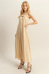 HYFVE Knotted Detail Halter Neck Flowy Maxi Dress OutfitFlow