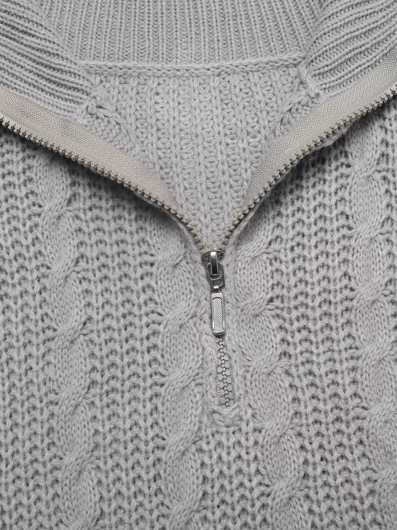 Cable Knit Half Zip Sweater Trendsi
