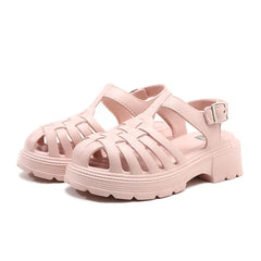 Round Toe Platform Sandals Watermelon pink OutfitFlow