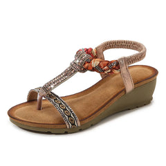 Toe Post Wedge Sandals Camel OutfitFlow