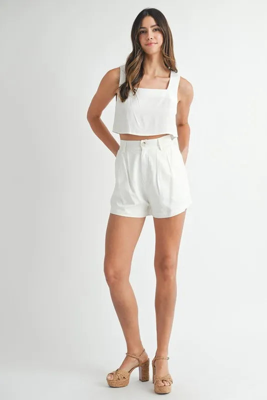 MABLE Sleeveless Crop Top and Shorts Set OutfitFlow