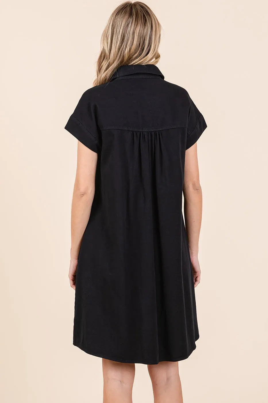Mittoshop Twill Short Sleeve Collared Mini Dress OutfitFlow