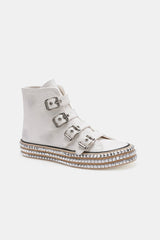 Beast Fashion Multi-Buckle Straps Studded Platform Sneakers OutfitFlow
