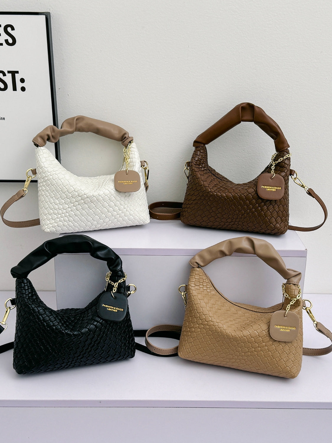 Outfit Flow - PU Leather Woven Crossbody Bag