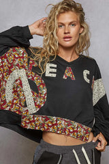 POL Peace Patch Floral Long Sleeve Hoodie OutfitFlow