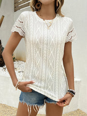 Crochet Lace Short Sleeve T-Shirt OutfitFlow