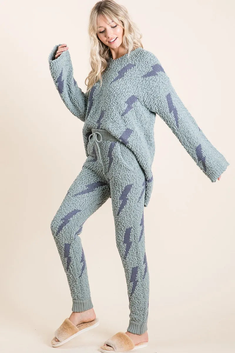 BiBi Cozy Soft Hairy Popcorn Sweater Pants OutfitFlow