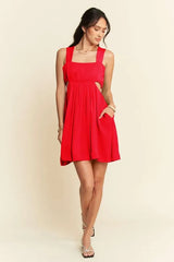 Davi & Dani Washed Satin Cutout Skirt Bandeau Mini Dress OutfitFlow