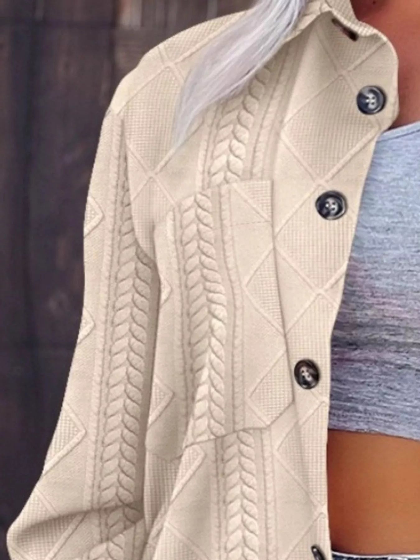 Button-Up Long Sleeve Oversized Jacket Trendsi