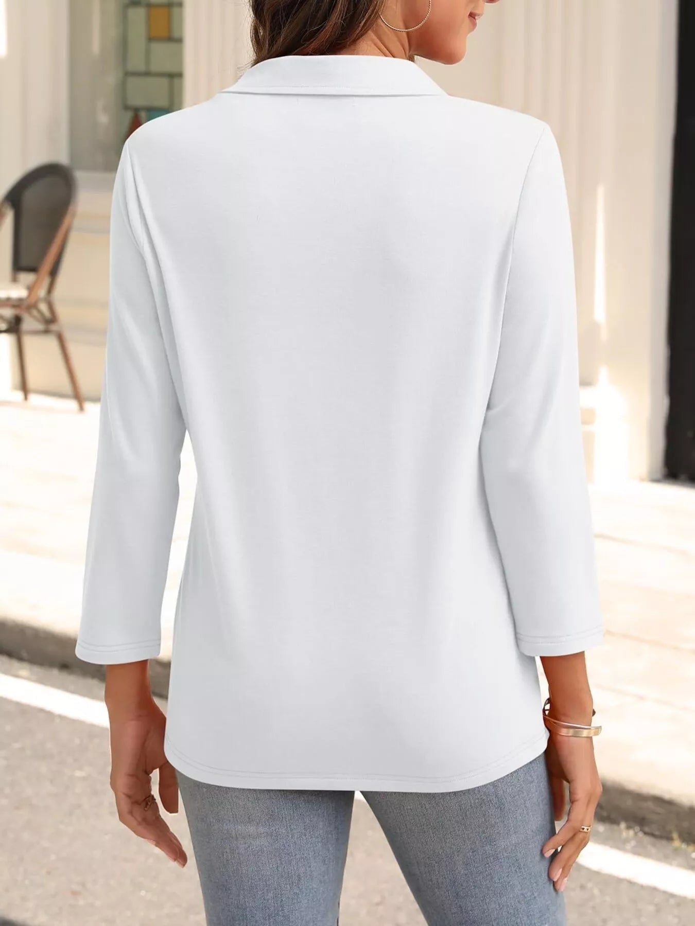 Johnny Collar Solid Color Top OutfitFlow