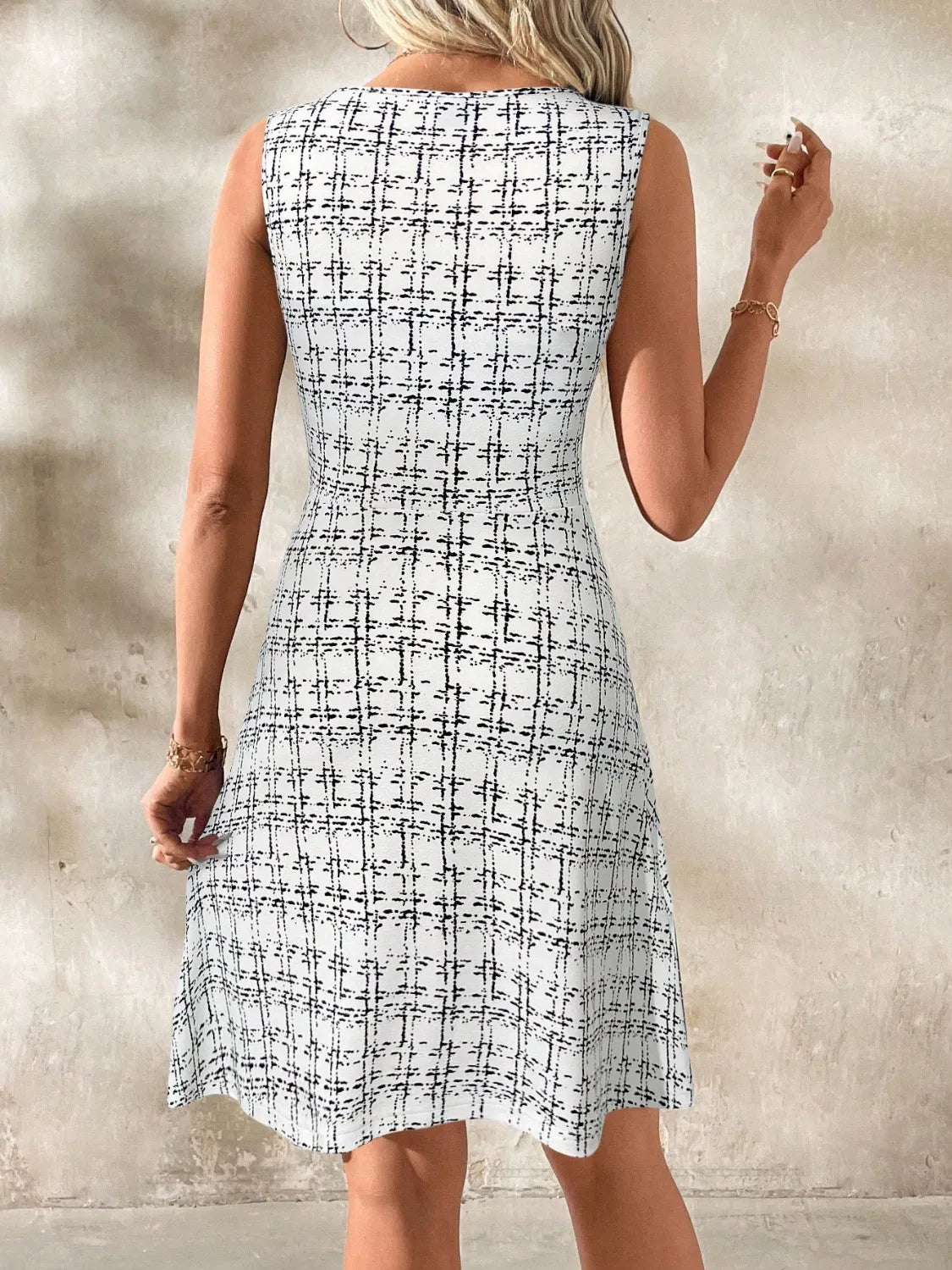 Round Neck Sleeveless Dress OutfitFlow