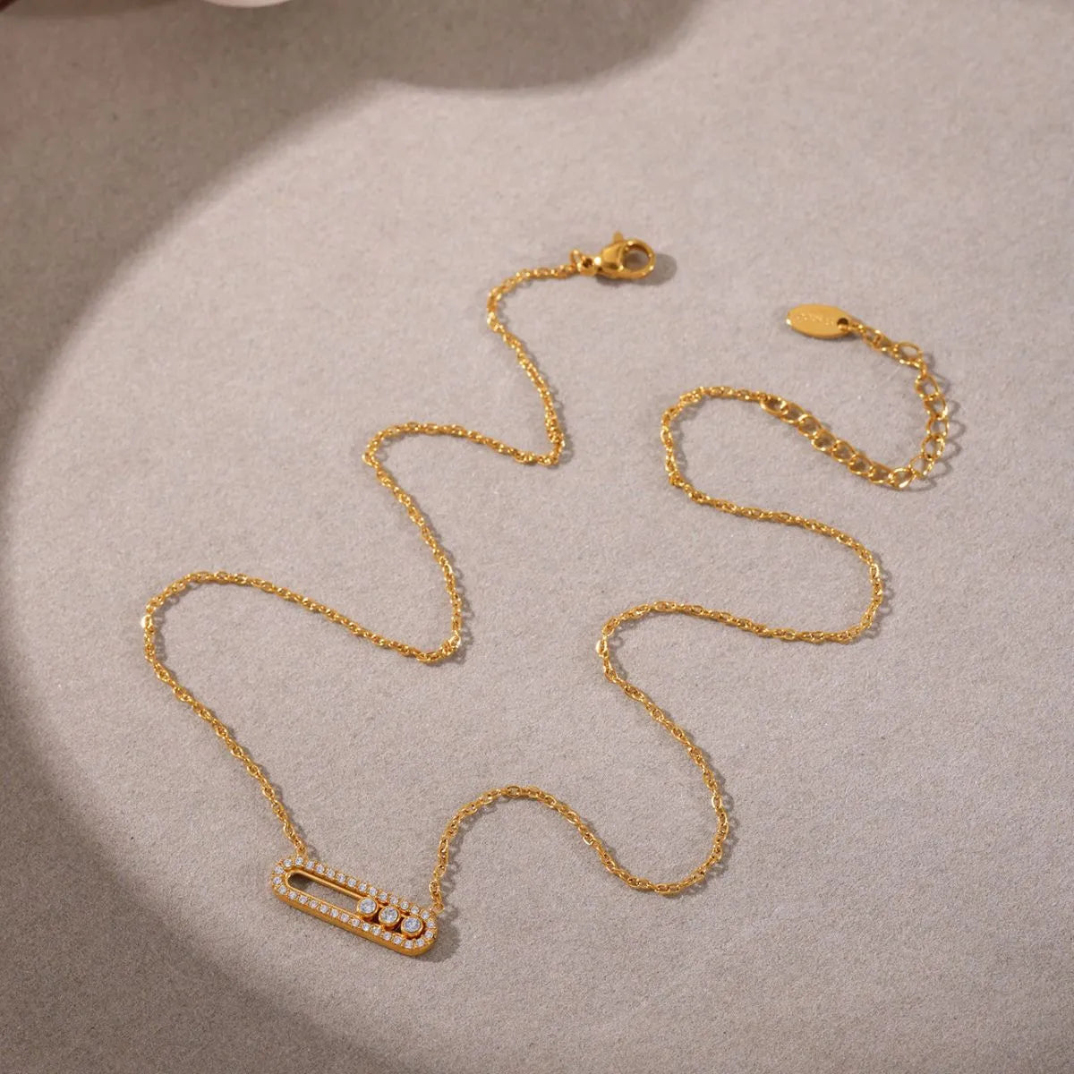 Moving Crystal Bar Necklace and Ring Jewelry Set OutfitFlow