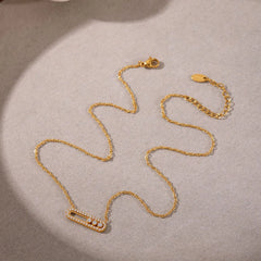 Moving Crystal Bar Necklace and Ring Jewelry Set OutfitFlow
