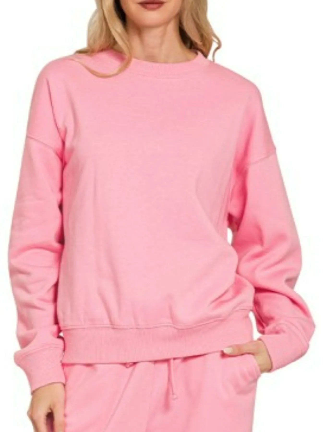 Zenana Fleece Long Sleeve Top and Sweatpants Set Trendsi