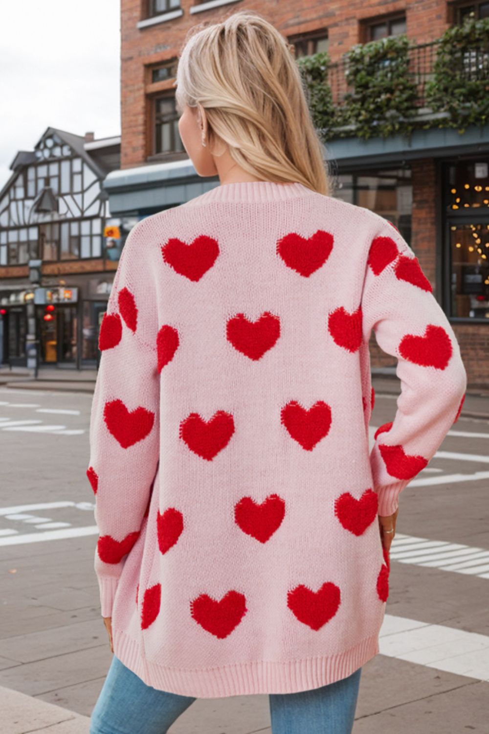 Outfit Flow - Heart Button Down Long Sleeve Cardigan