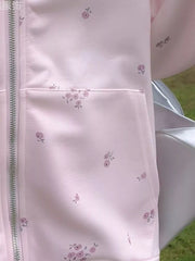 Floral Print Zip-Up Hoodie OutfitFlow