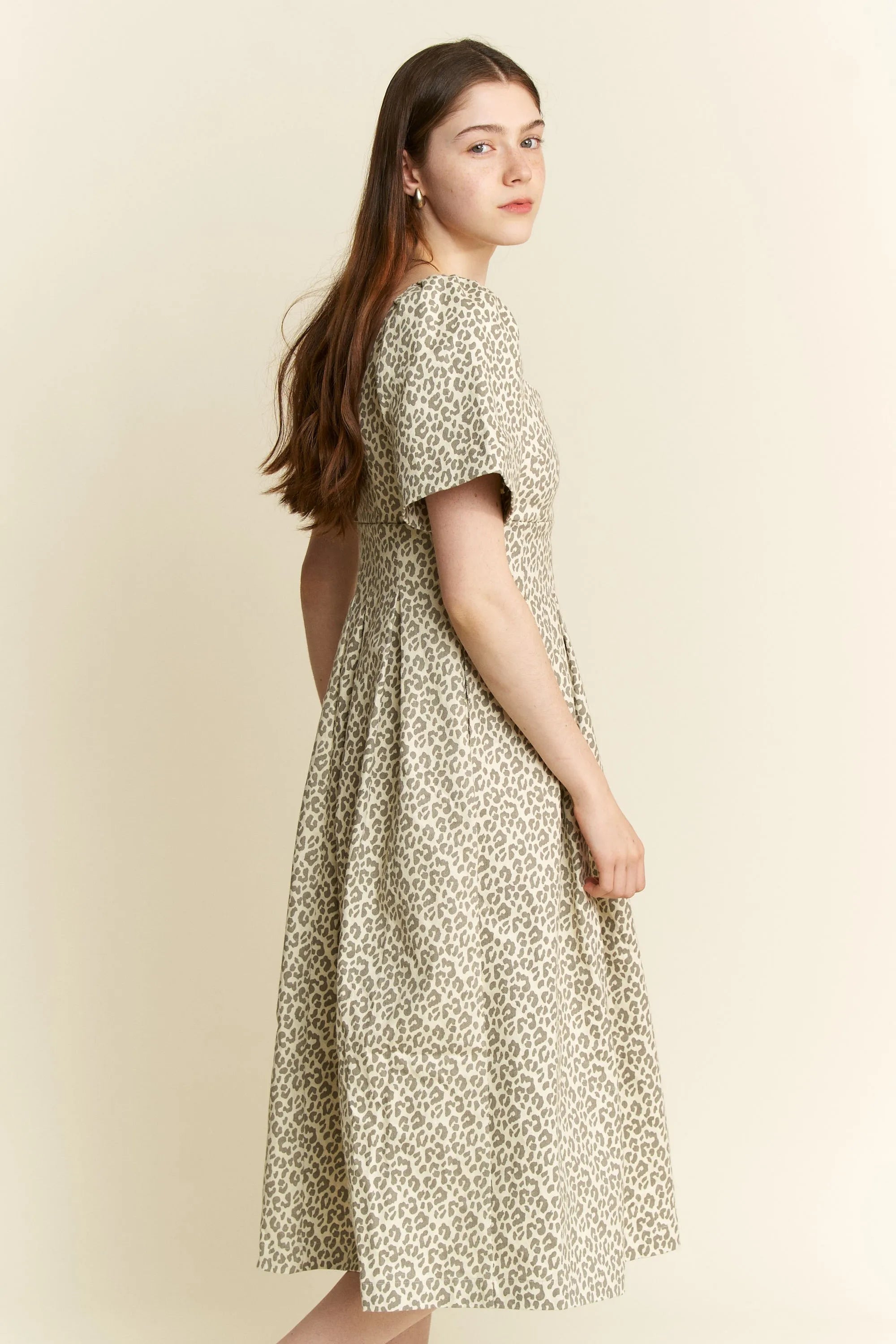 Jade By Jane Leopard Print Bell Sleeve Midi Dress OutfitFlow