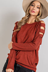 Outfit Flow - Cutout Round Neck Long Sleeve Top