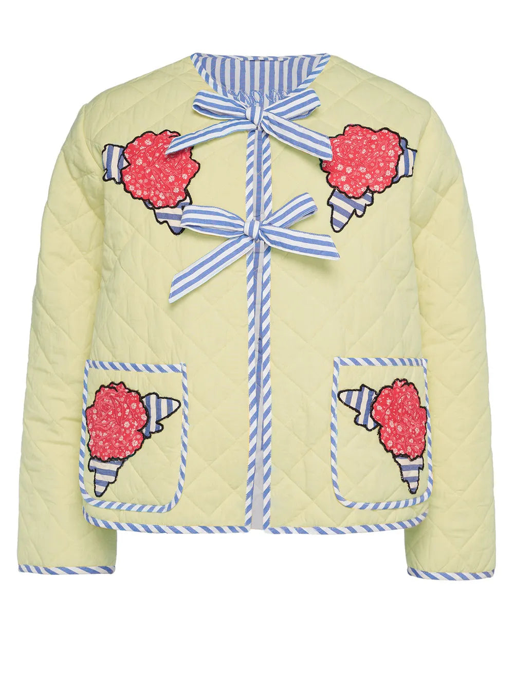 Embroidered Flower Tied Long Sleeve Winter Coat Trendsi
