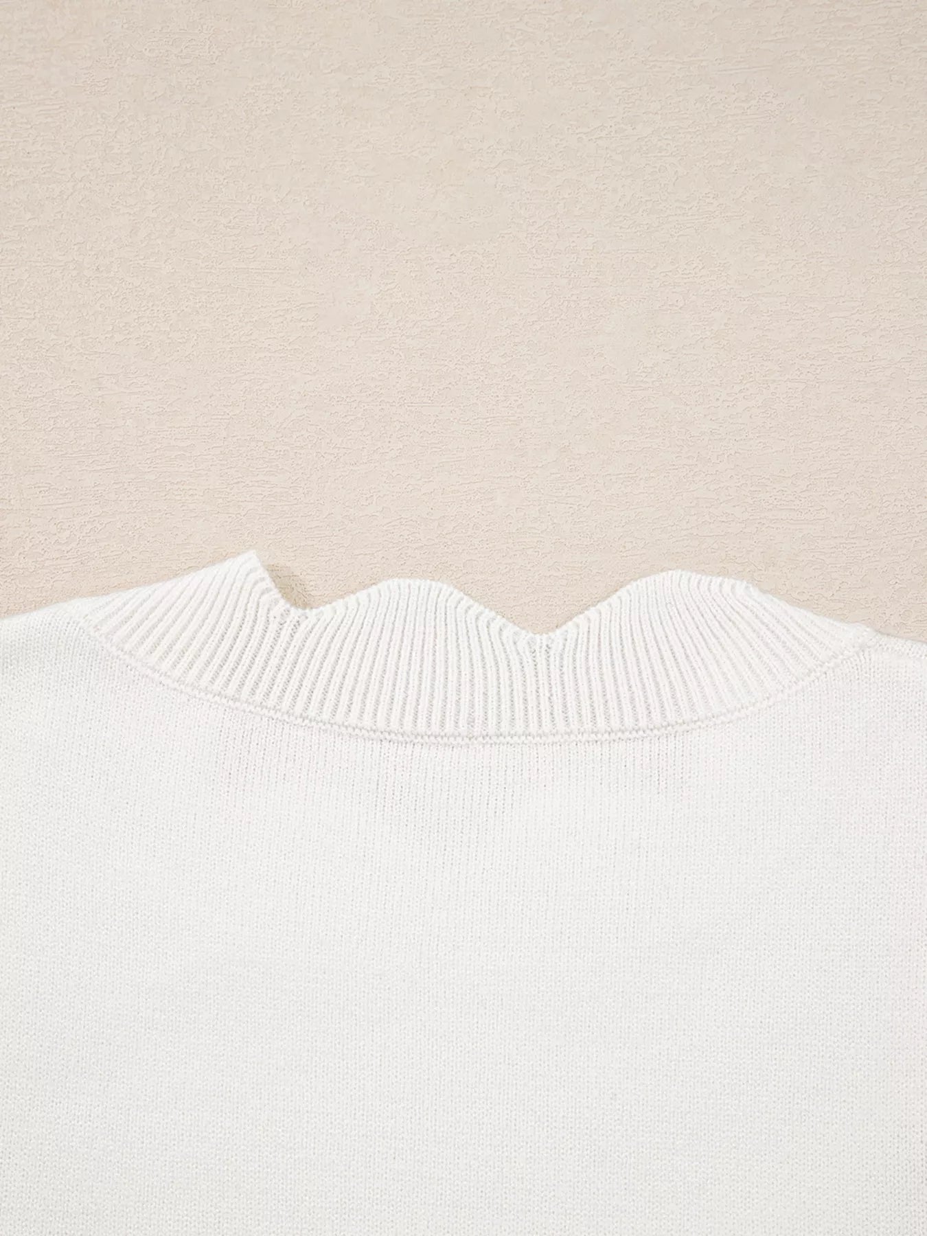 Floral Embroidered Scallop Hem Cropped Sweater Trendsi