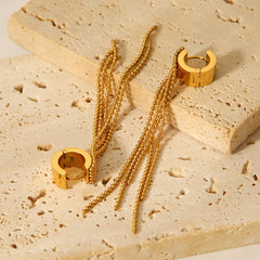 18K Gold-Plated Tassel Chain Earrings OutfitFlow