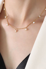 Outfit Flow - 18K Gold-Plated Titanium Steel Pearl Necklace