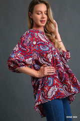 Umgee Mix Paisley Boho Tunic Blouse Trendsi
