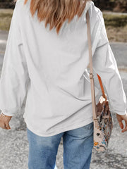 Christmas Leafy Boot Printed Corded Rib Drop Shoulder Sweatshirt OutfitFlow