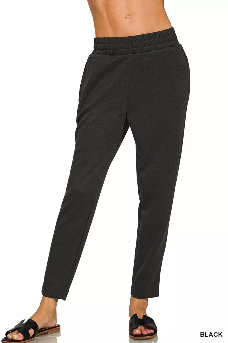 Zenana Scuba Capri Sweatpants with Pocket BLACK OutfitFlow