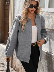 Snap Down Dropped Shoulder Jacket Trendsi