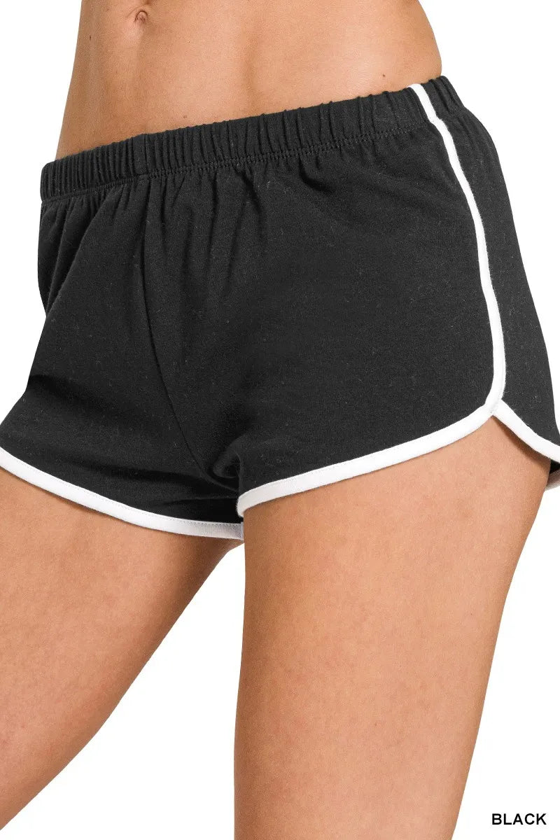 Zenana Elastic Waistband Dolphin Shorts OutfitFlow