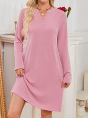 Casual Ribbed Knit Long Sleeve Dress Trendsi