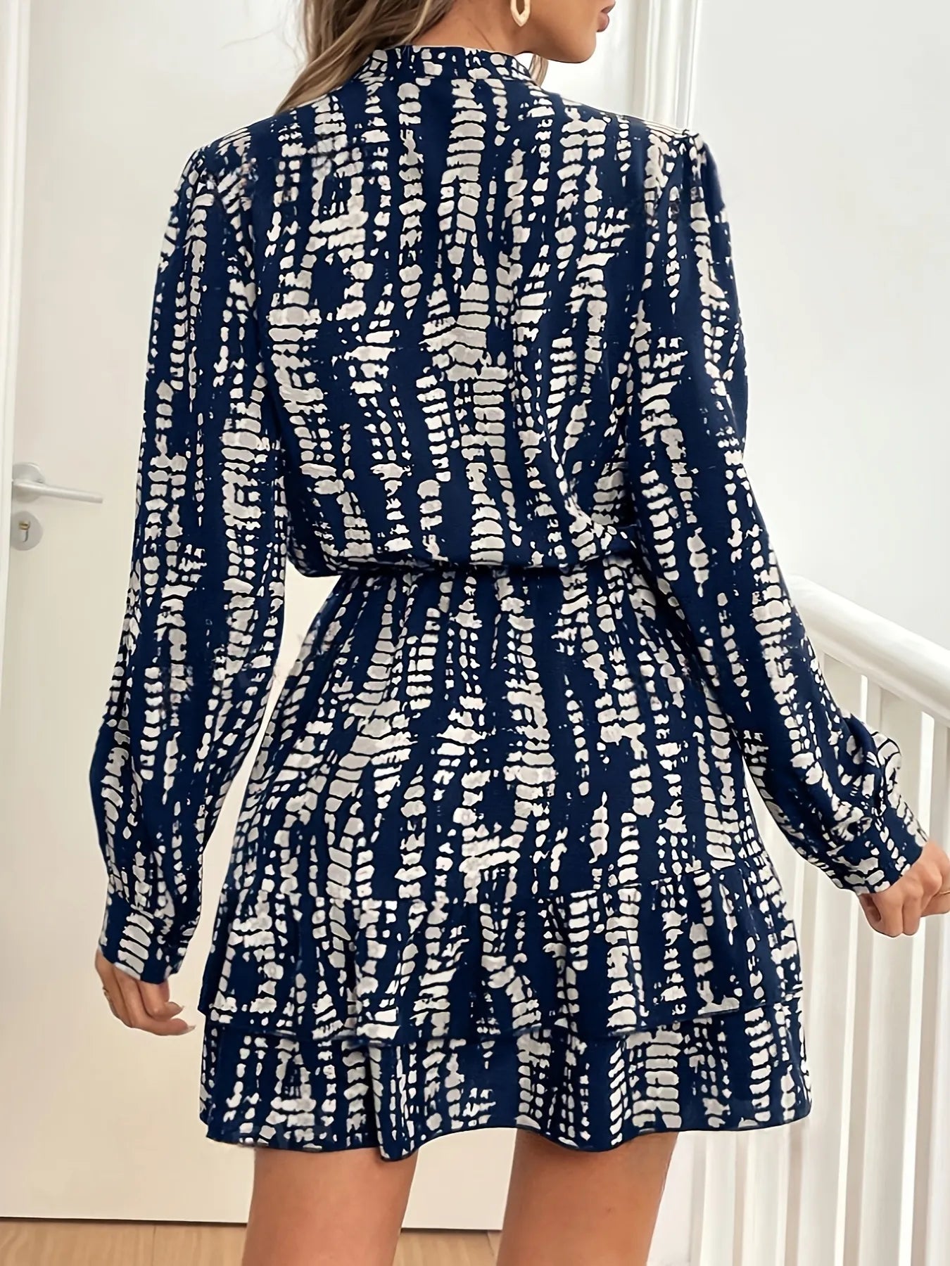 Printed Long Sleeve Shirt Dress OutfitFlow