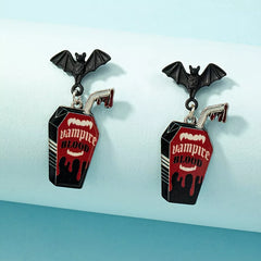 Halloween Gothic Vampire Coffin Bat Wing Drop Earrings OutfitFlow