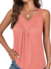 Ruched V-Neck Tank OutfitFlow
