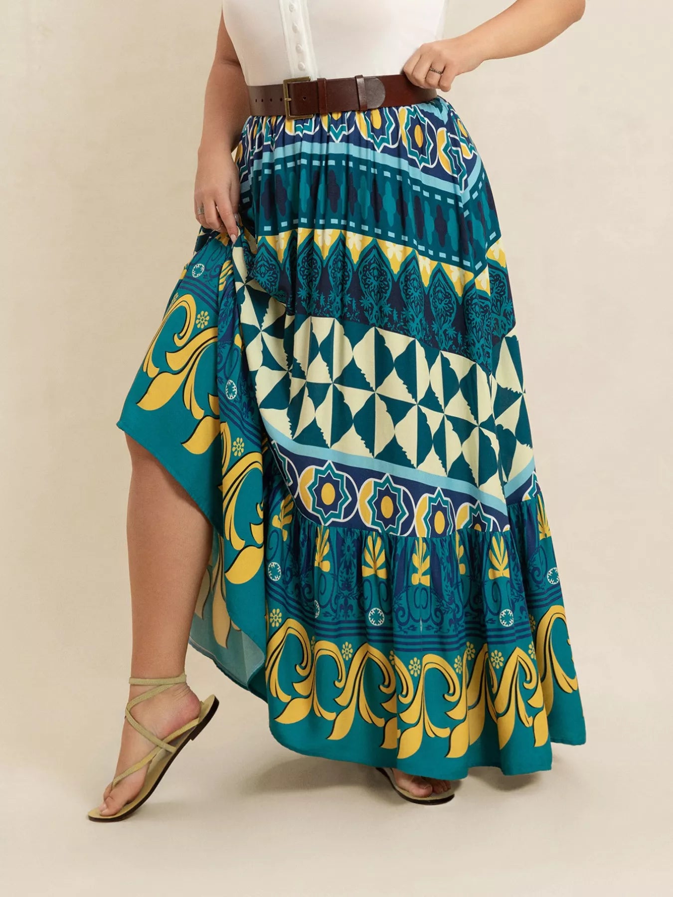 Plus Size Printed Maxi Skirt OutfitFlow