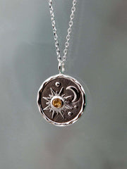 Outfit Flow - Alloy Inlaid Zircon Sun & Moon Necklace