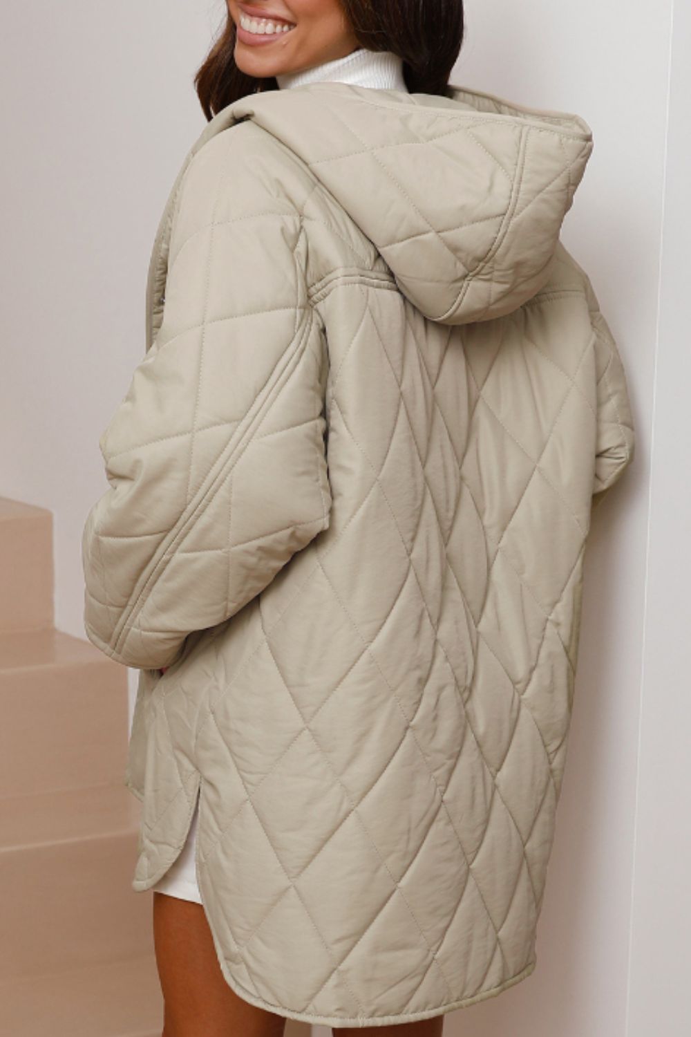 Outfit Flow - Snap Down Long Sleeve Quilted Winter Coat